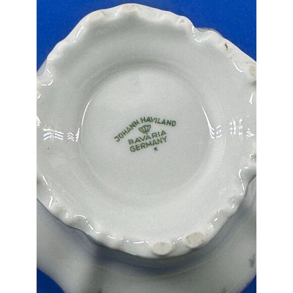 Johann Haviland Bavaria Germany Porcelain Creamer With Floral Design & Silver Tr - Picture 4 of 13